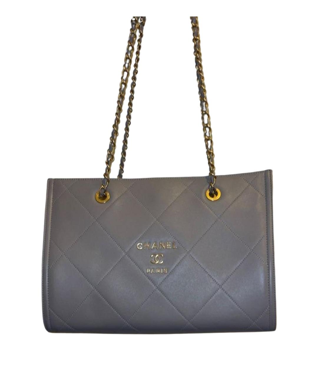 CHANEL Серая кожаная сумка тоут, фото 1