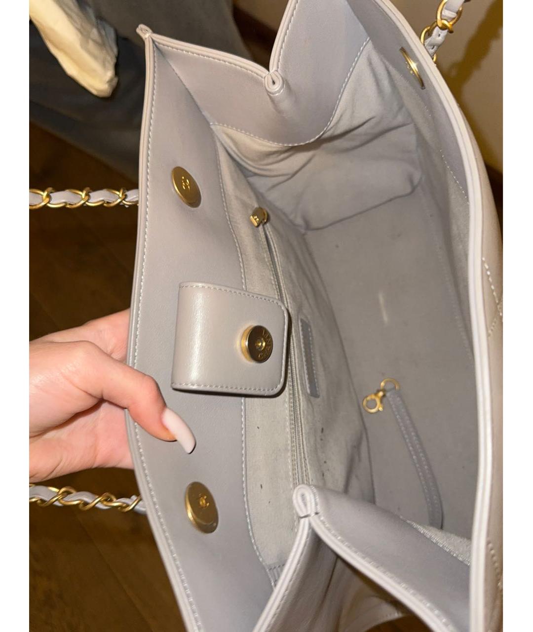 CHANEL Серая кожаная сумка тоут, фото 4