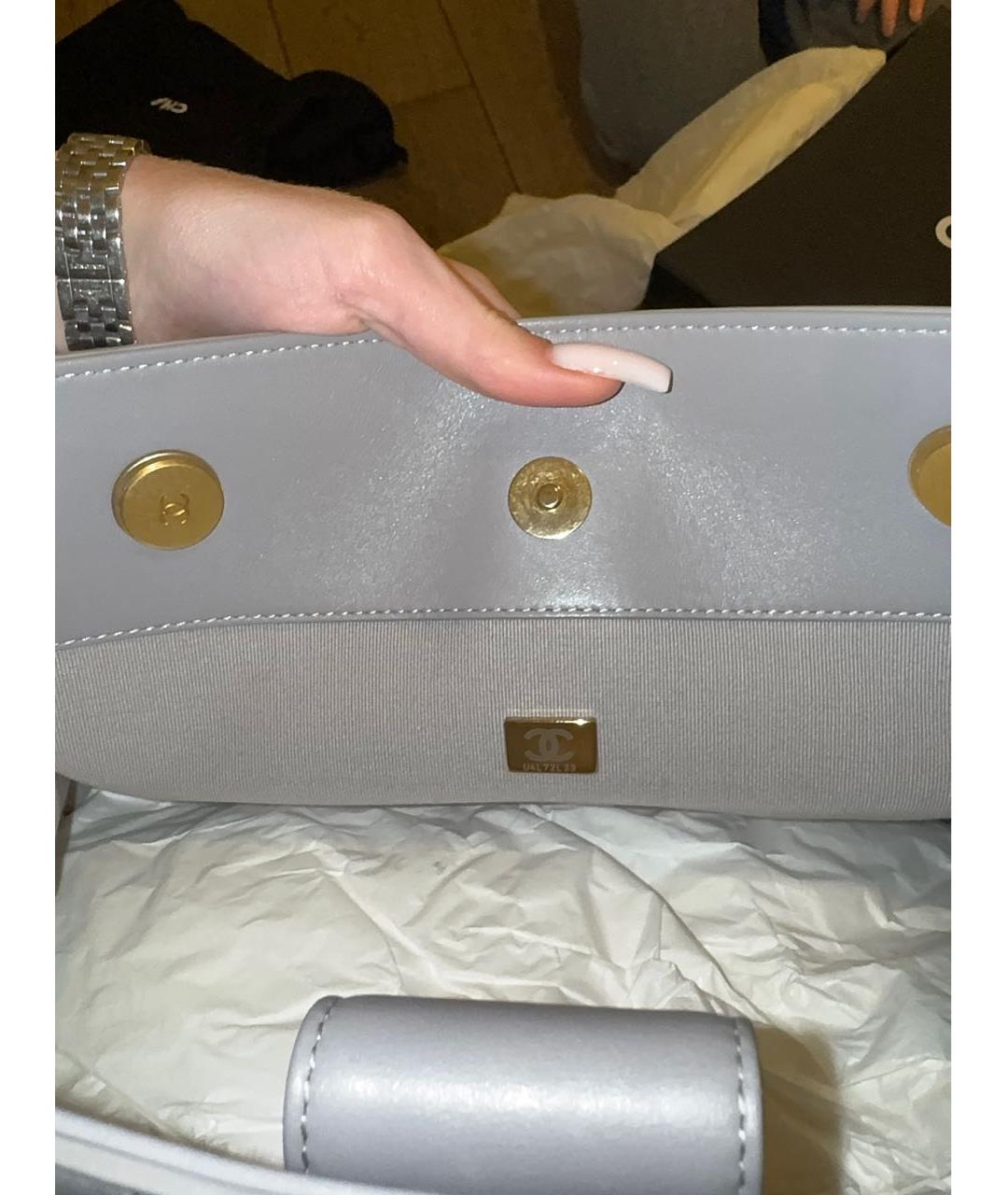 CHANEL Серая кожаная сумка тоут, фото 5