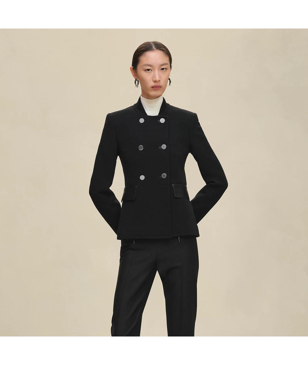 HERMES Черное шерстяное пальто, фото 6