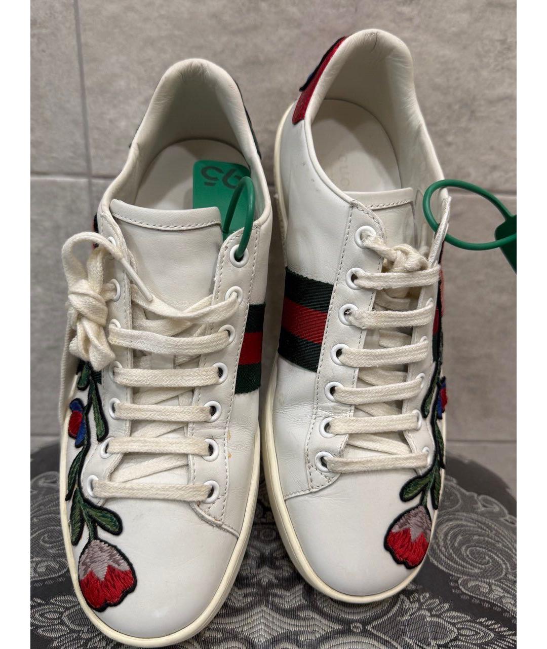 GUCCI Белые кожаные кеды, фото 2