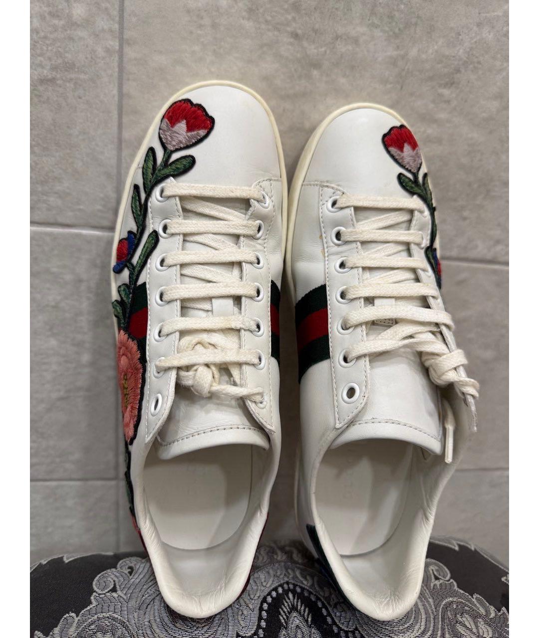 GUCCI Белые кожаные кеды, фото 3