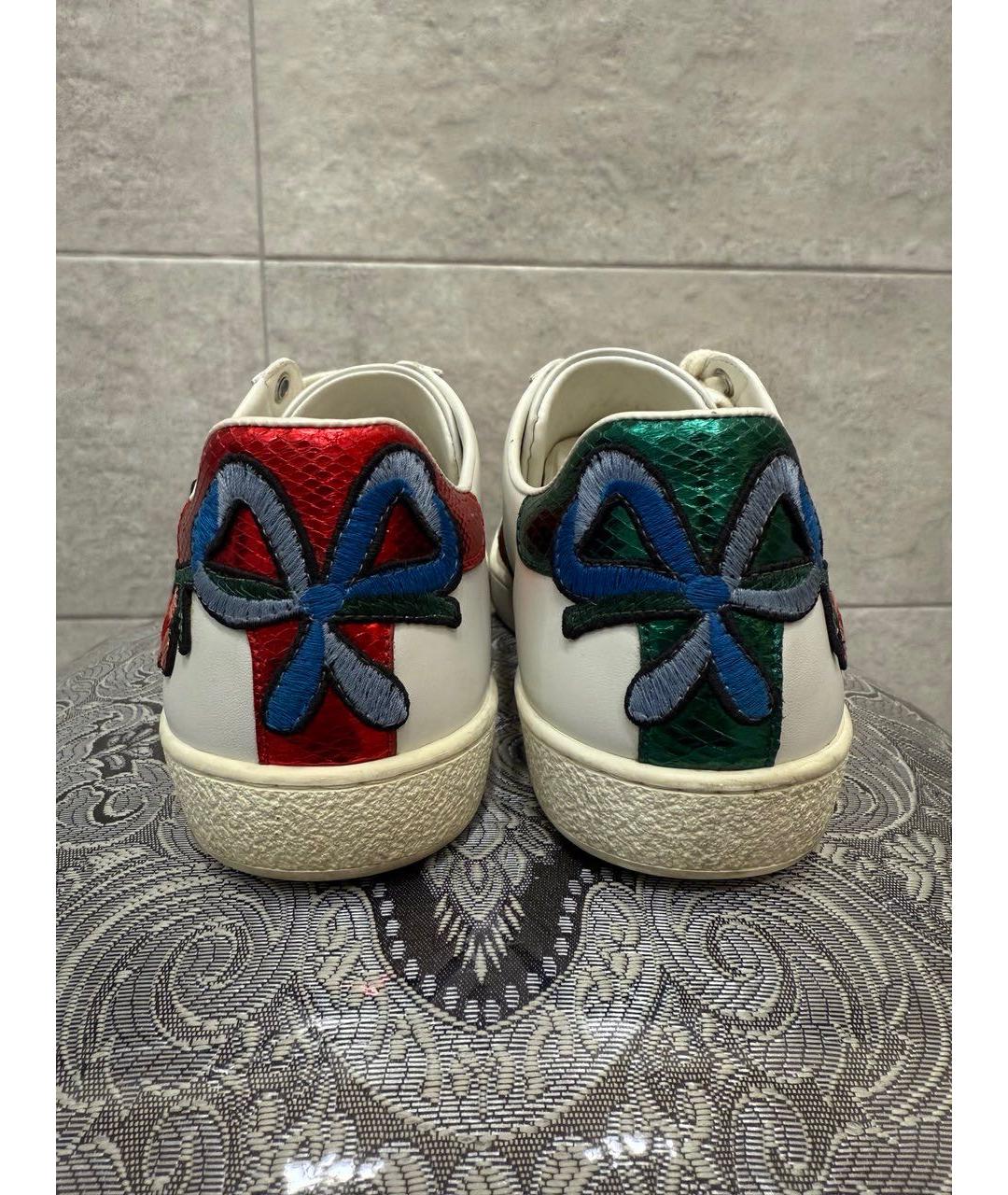 GUCCI Белые кожаные кеды, фото 4