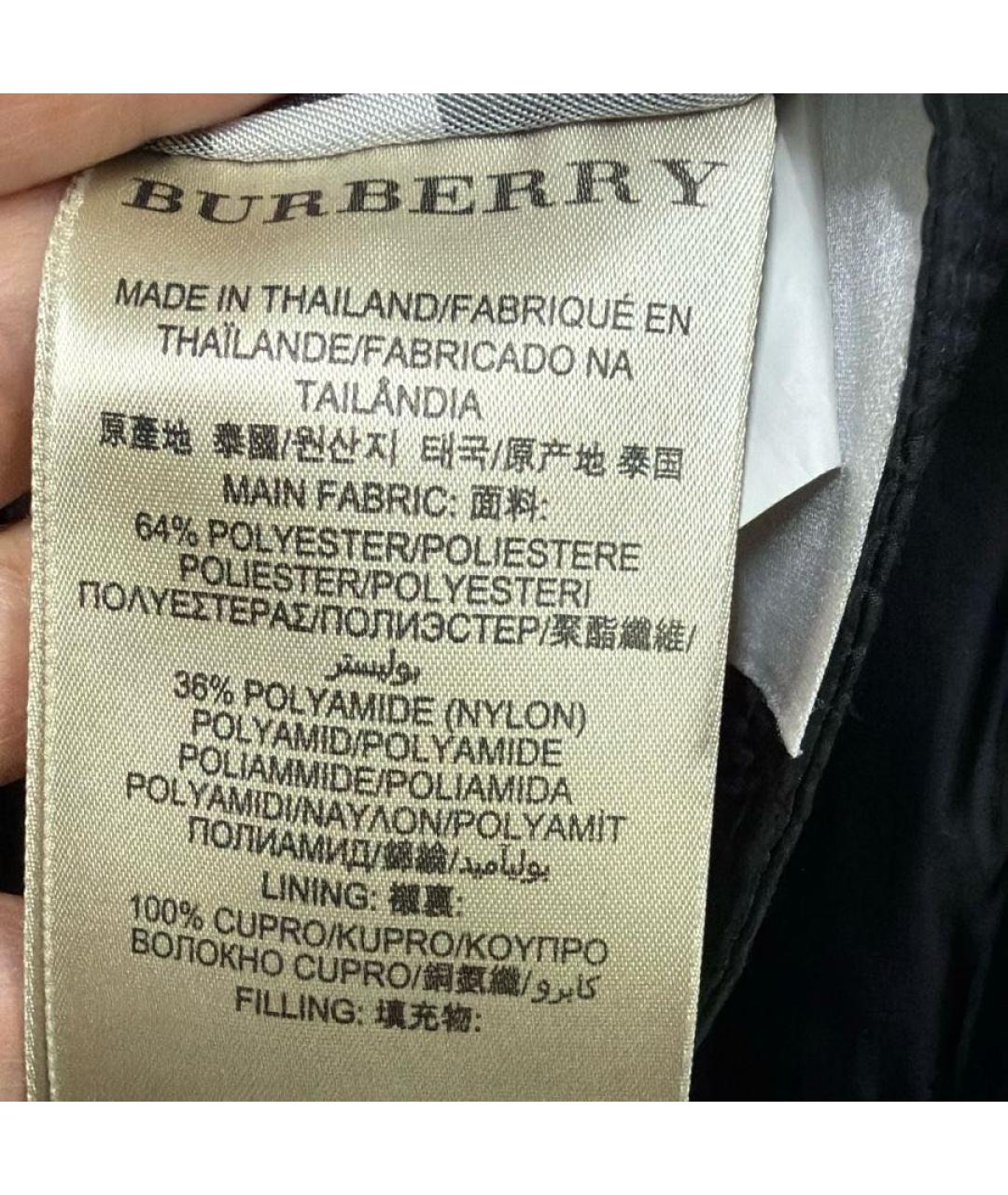 BURBERRY Черный полиэстеровый пуховик, фото 5