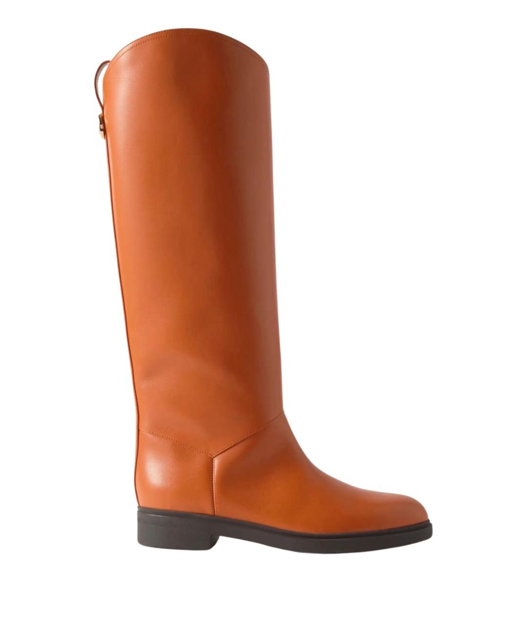 LORO PIANA Коричневые кожаные сапоги, фото 1