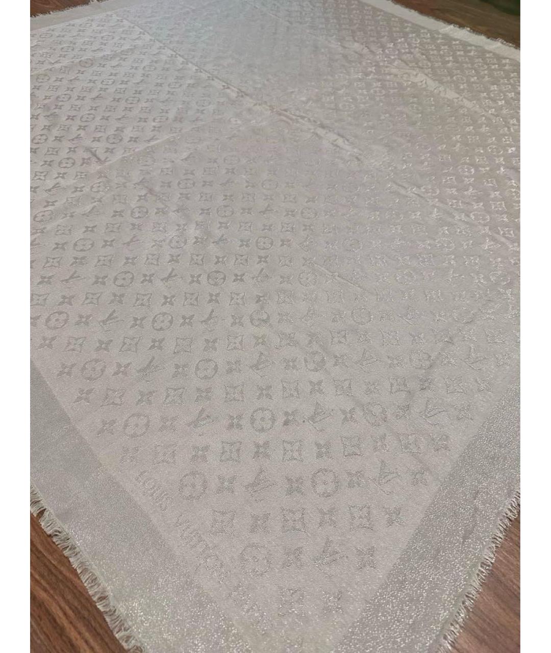 LOUIS VUITTON Серый шелковый платок, фото 5