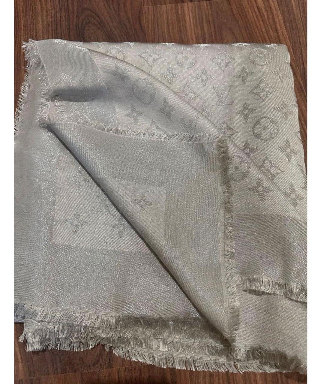 LOUIS VUITTON Серый шелковый платок, фото 2