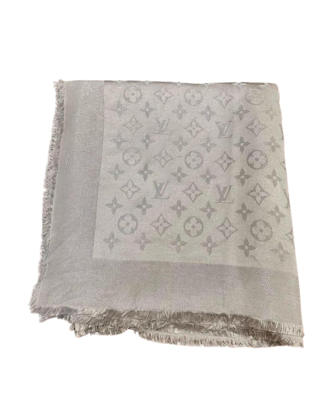 LOUIS VUITTON Серый шелковый платок, фото 1
