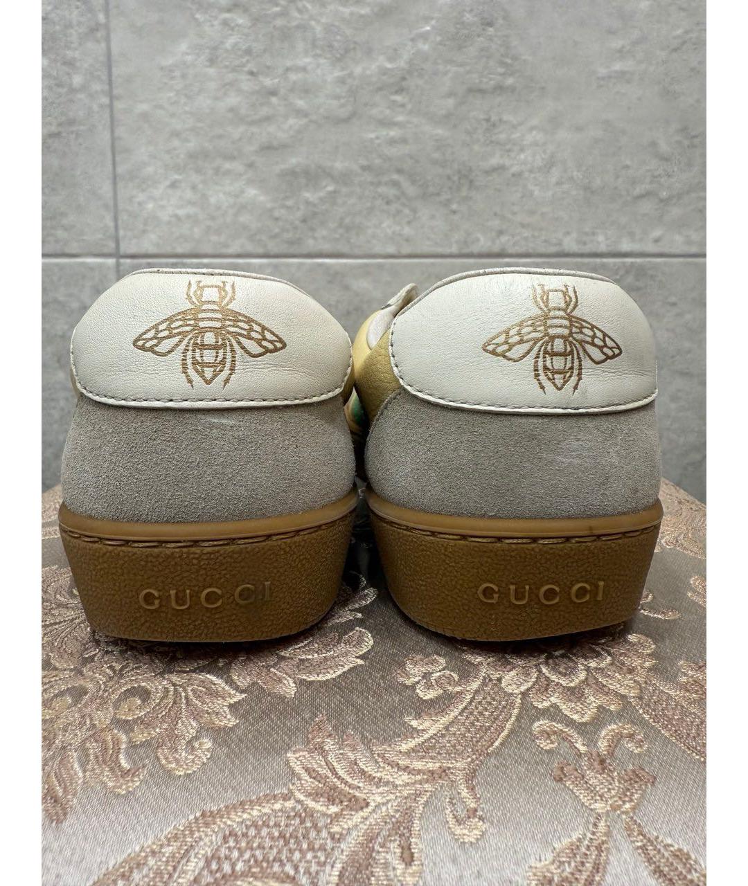 GUCCI Желтые кожаные кеды, фото 4