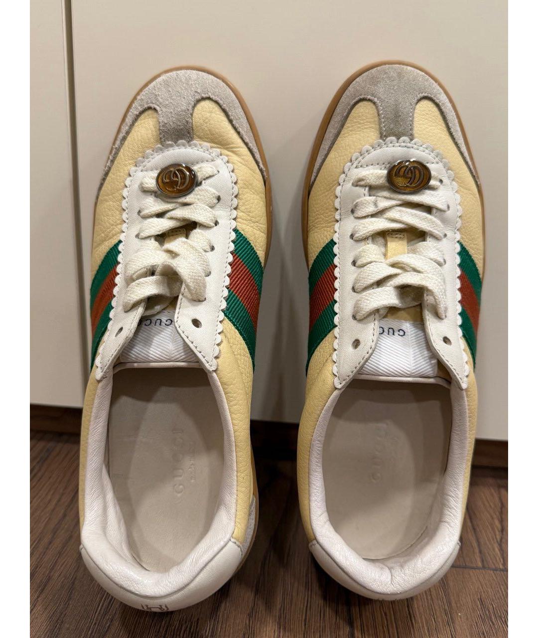 GUCCI Желтые кожаные кеды, фото 3