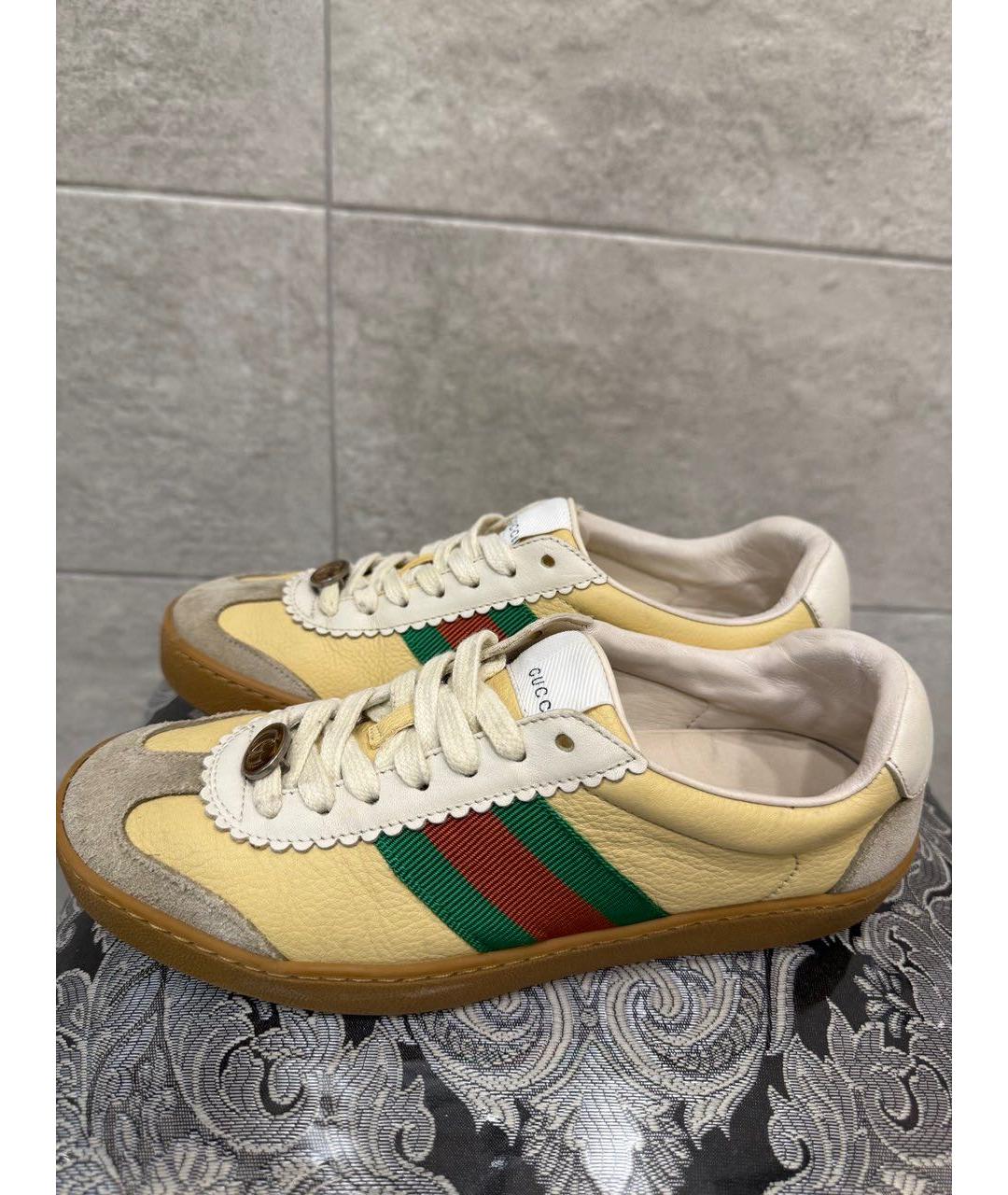 GUCCI Желтые кожаные кеды, фото 6