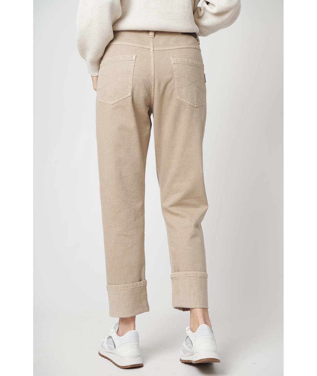 BRUNELLO CUCINELLI Бежевые хлопковые прямые джинсы, фото 4