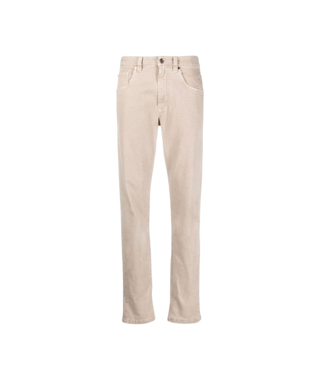 BRUNELLO CUCINELLI Бежевые хлопковые прямые джинсы, фото 1