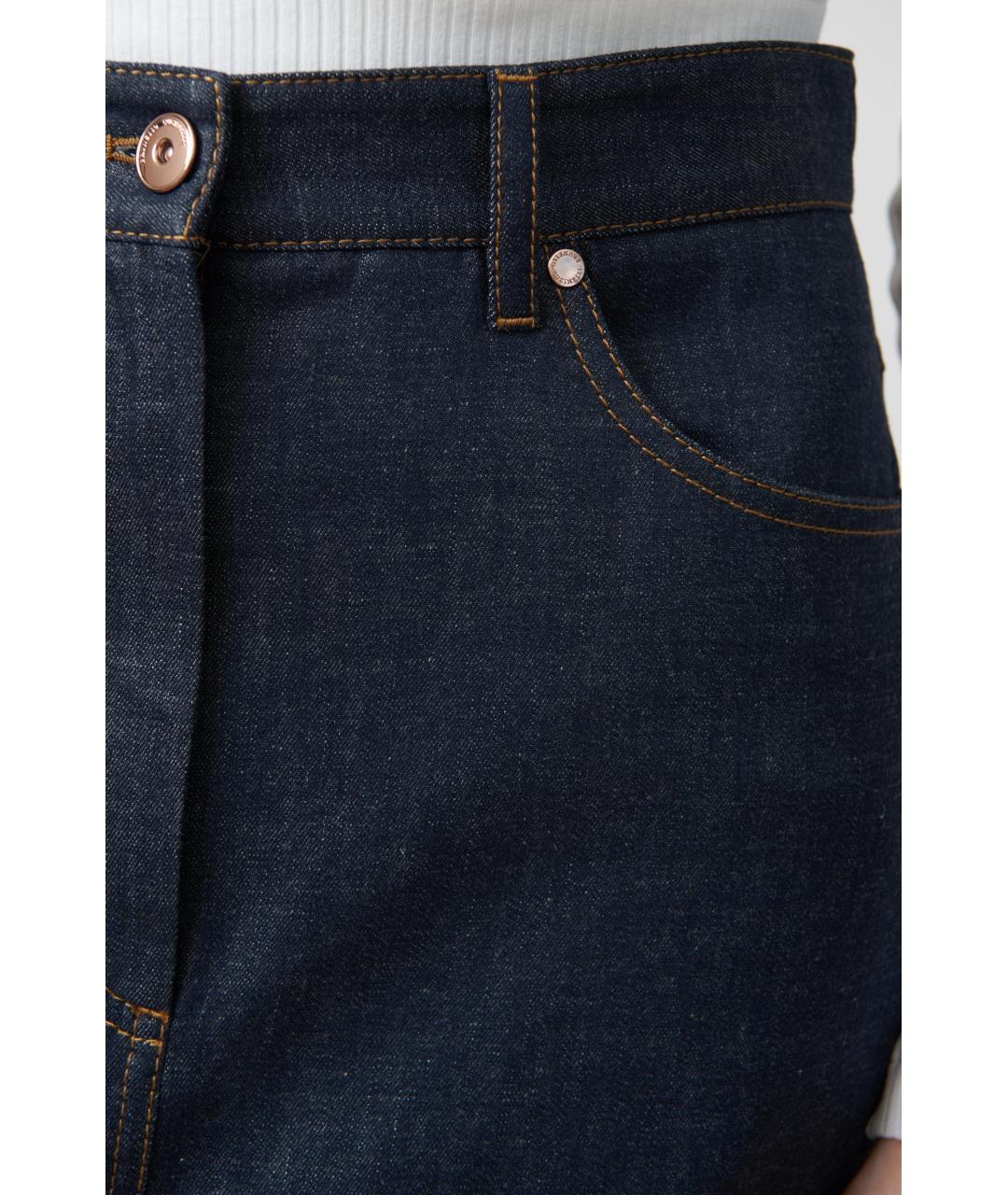 BRUNELLO CUCINELLI Темно-синяя хлопковая юбка макси, фото 4