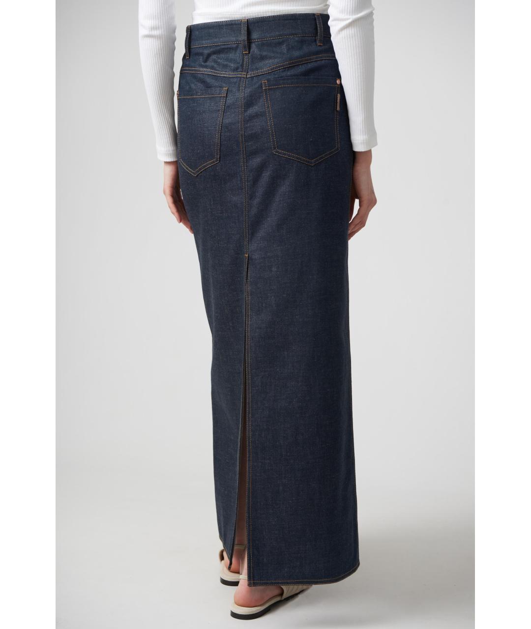 BRUNELLO CUCINELLI Темно-синяя хлопковая юбка макси, фото 5