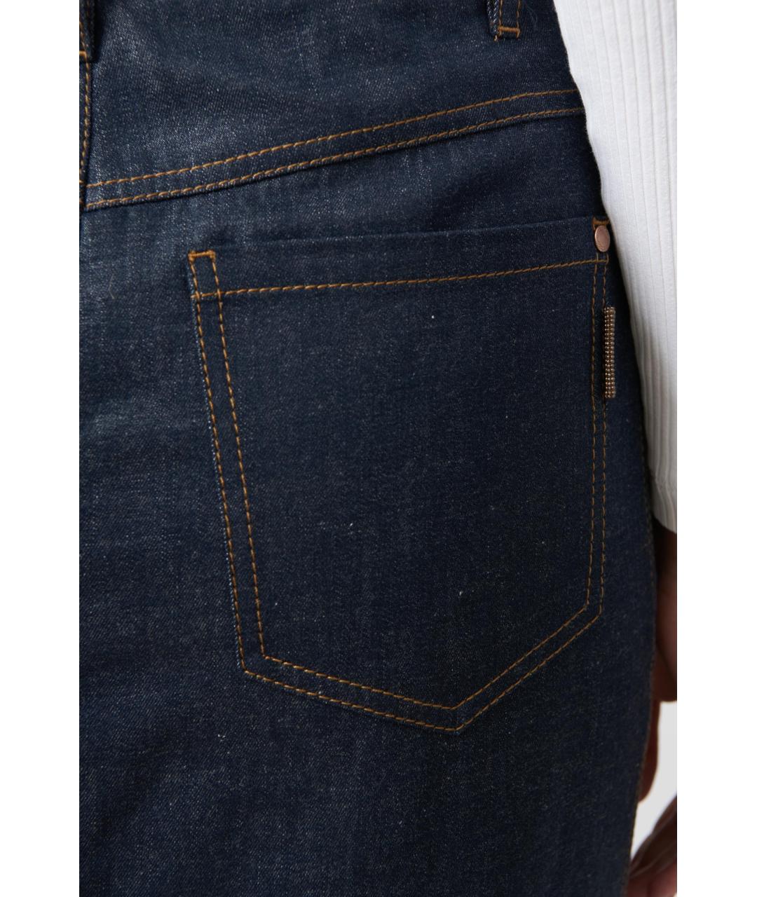 BRUNELLO CUCINELLI Темно-синяя хлопковая юбка макси, фото 6