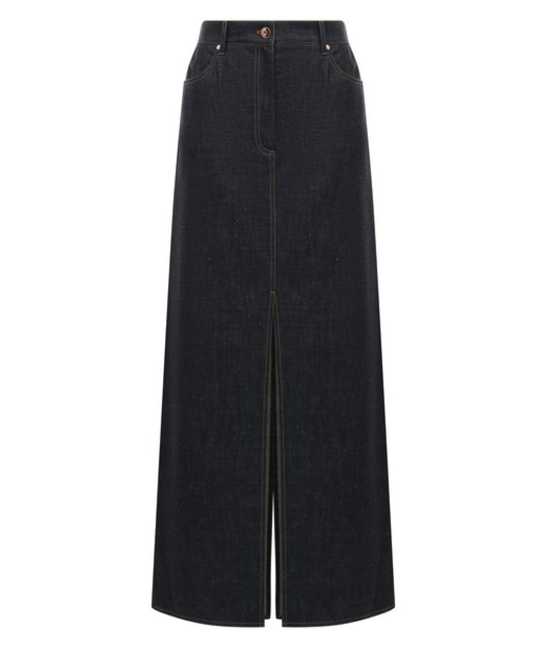 BRUNELLO CUCINELLI Темно-синяя хлопковая юбка макси, фото 1