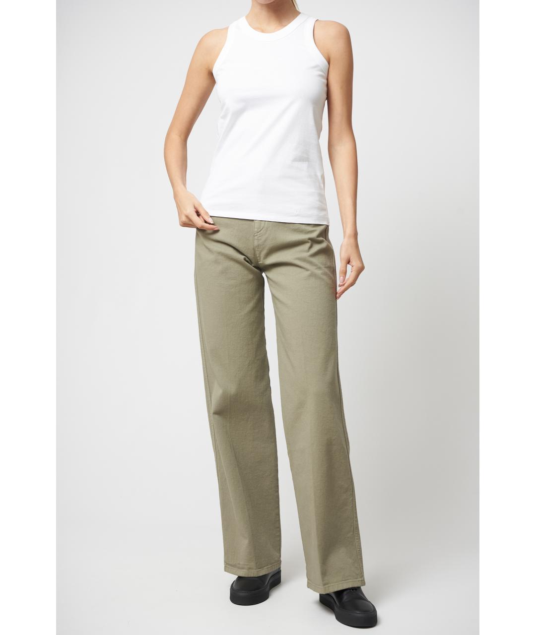 KITON Хаки хлопковые прямые джинсы, фото 2