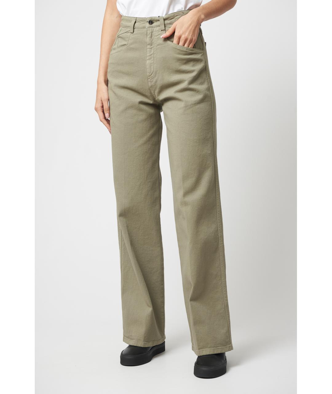 KITON Хаки хлопковые прямые джинсы, фото 5