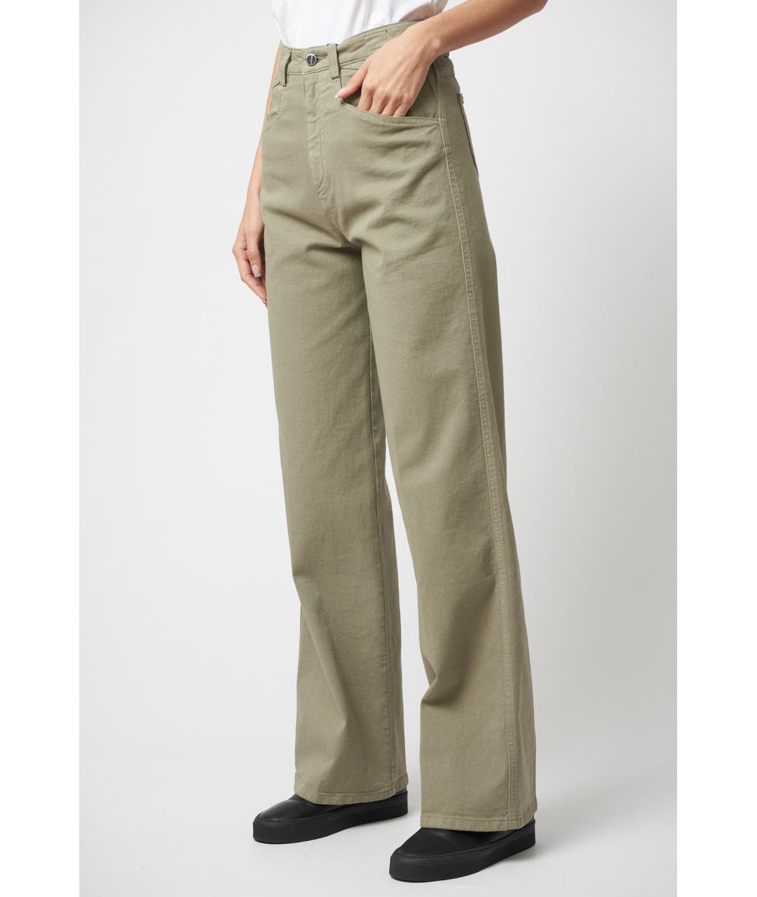 KITON Хаки хлопковые прямые джинсы, фото 3