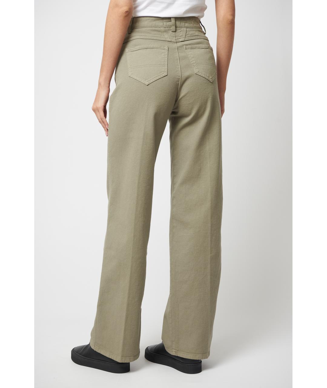 KITON Хаки хлопковые прямые джинсы, фото 4