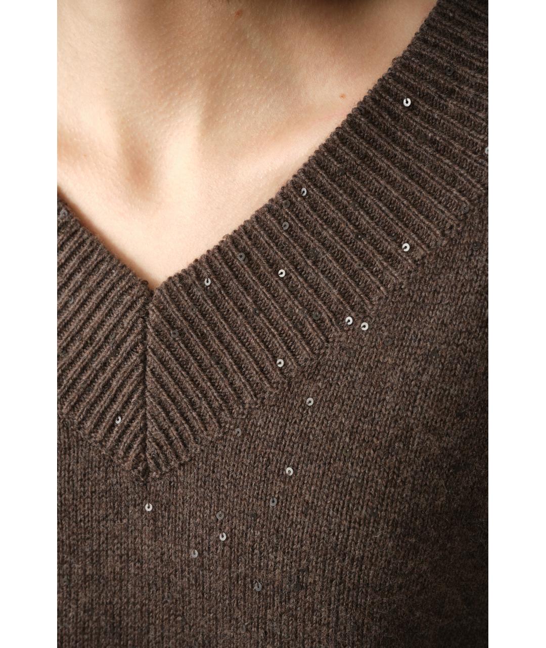 BRUNELLO CUCINELLI Коричневый кашемировый джемпер / свитер, фото 5