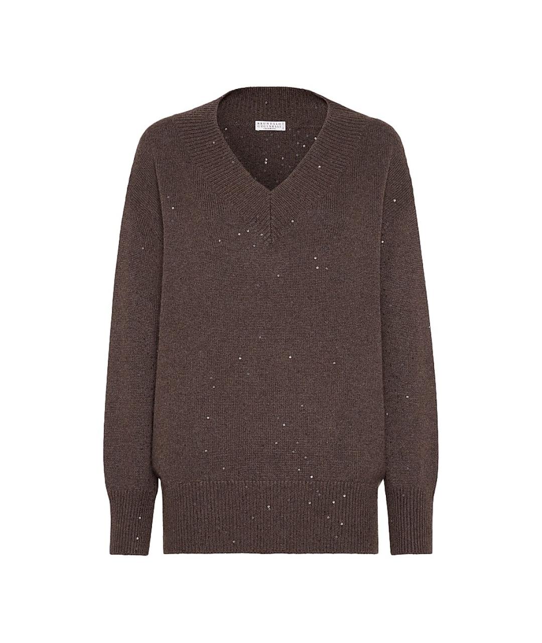 BRUNELLO CUCINELLI Коричневый кашемировый джемпер / свитер, фото 1