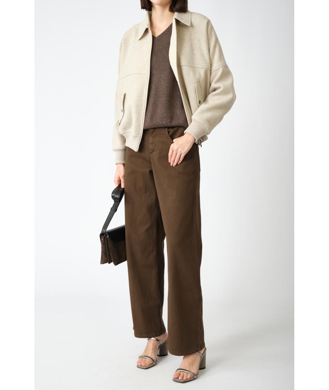 BRUNELLO CUCINELLI Коричневый кашемировый джемпер / свитер, фото 9