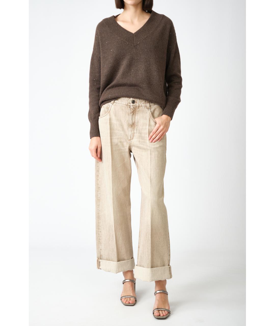 BRUNELLO CUCINELLI Коричневый кашемировый джемпер / свитер, фото 2