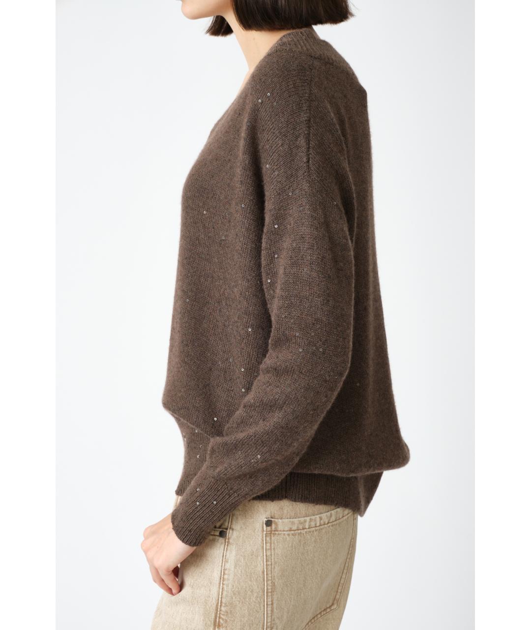 BRUNELLO CUCINELLI Коричневый кашемировый джемпер / свитер, фото 4