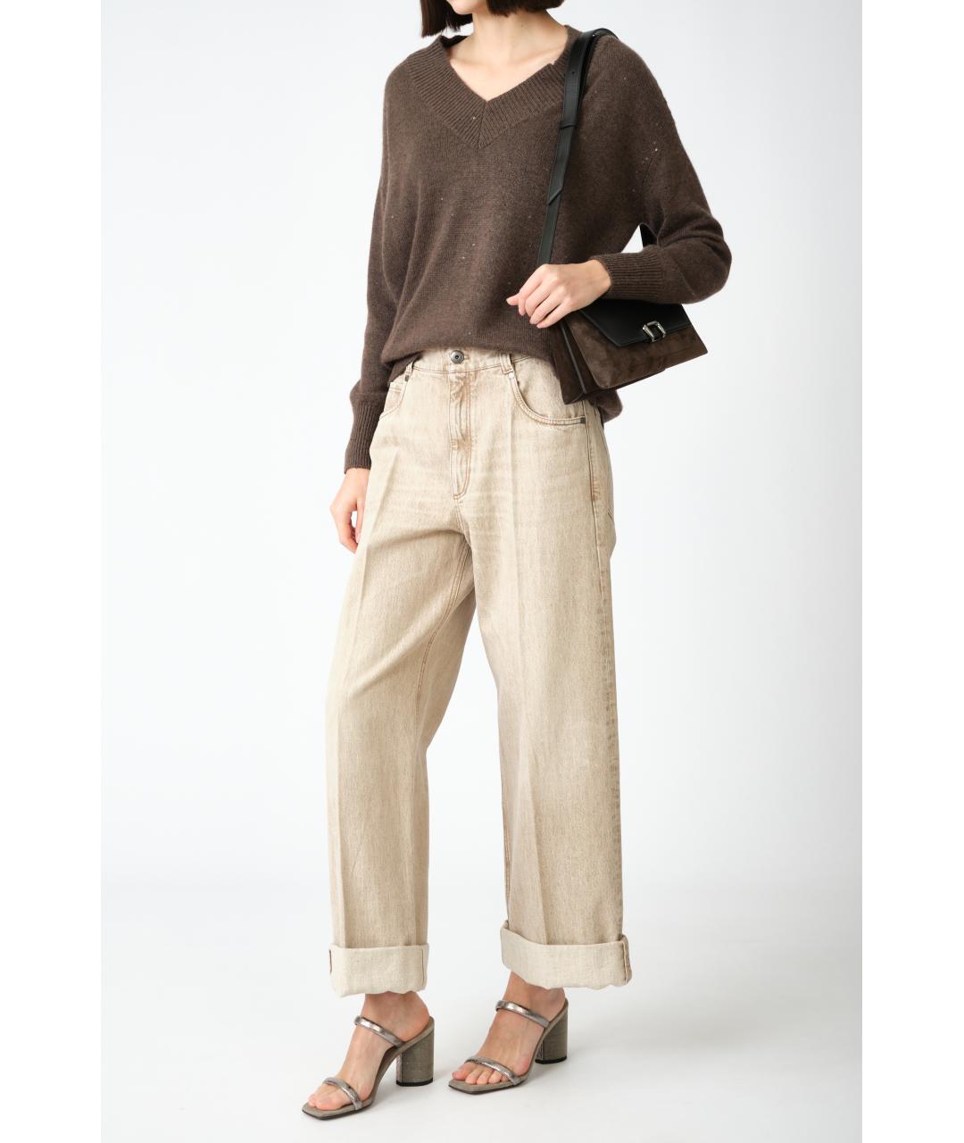 BRUNELLO CUCINELLI Коричневый кашемировый джемпер / свитер, фото 7