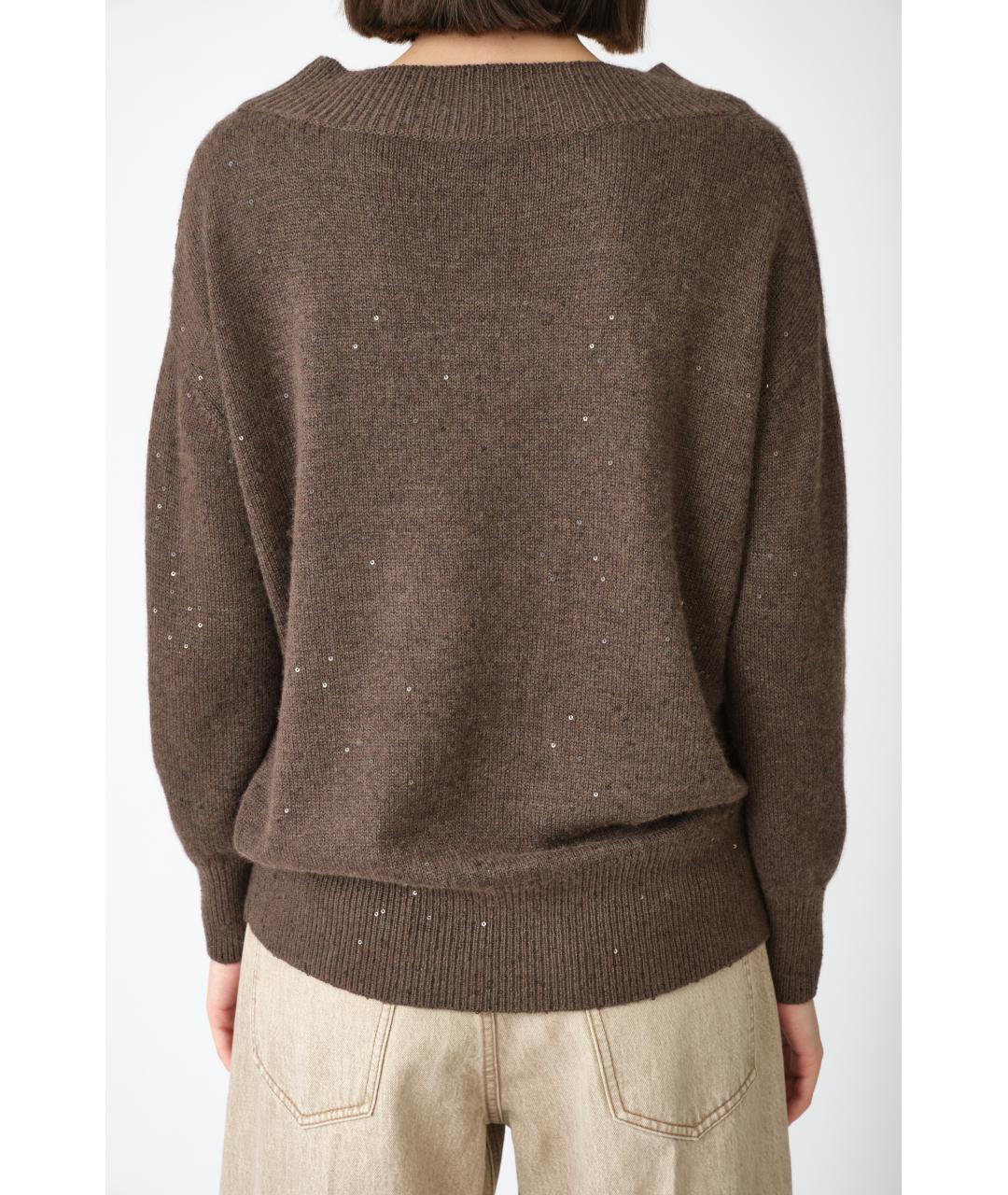BRUNELLO CUCINELLI Коричневый кашемировый джемпер / свитер, фото 6