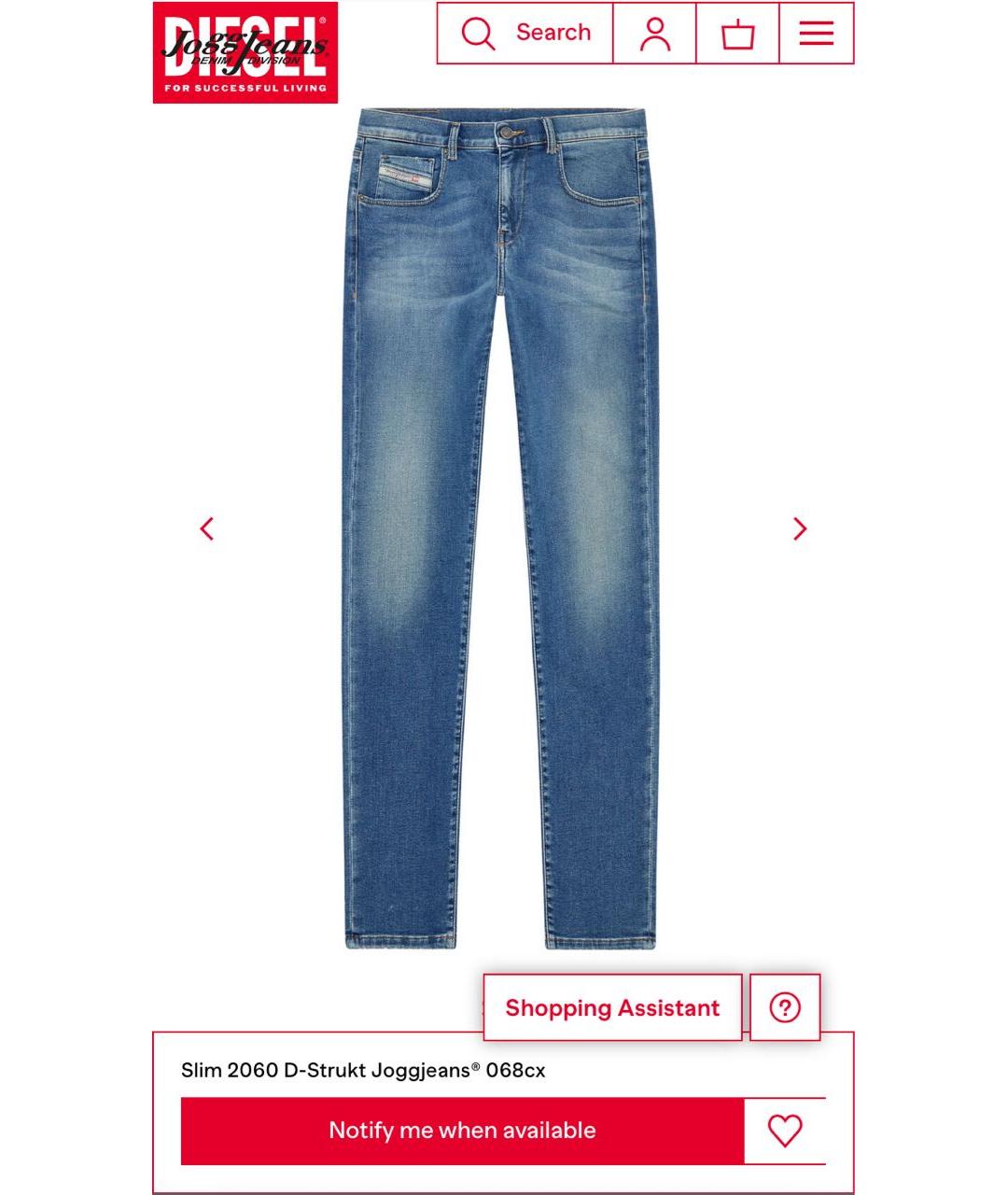 DIESEL Синие хлопко-эластановые джинсы слим, фото 2