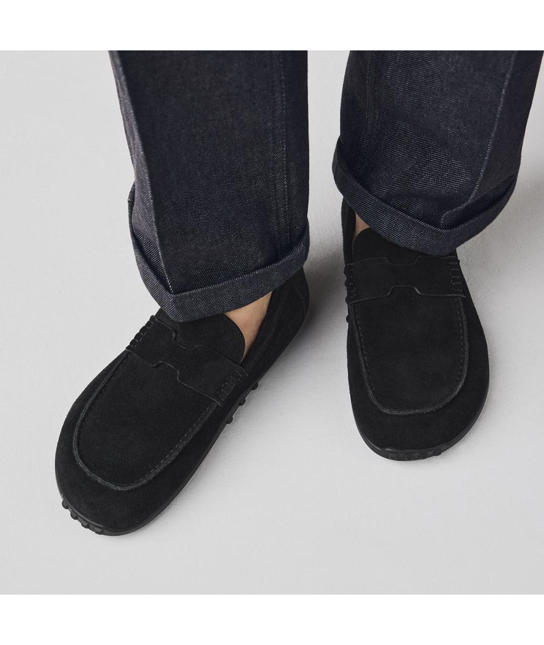 HERMES Черные замшевые лоферы, фото 2