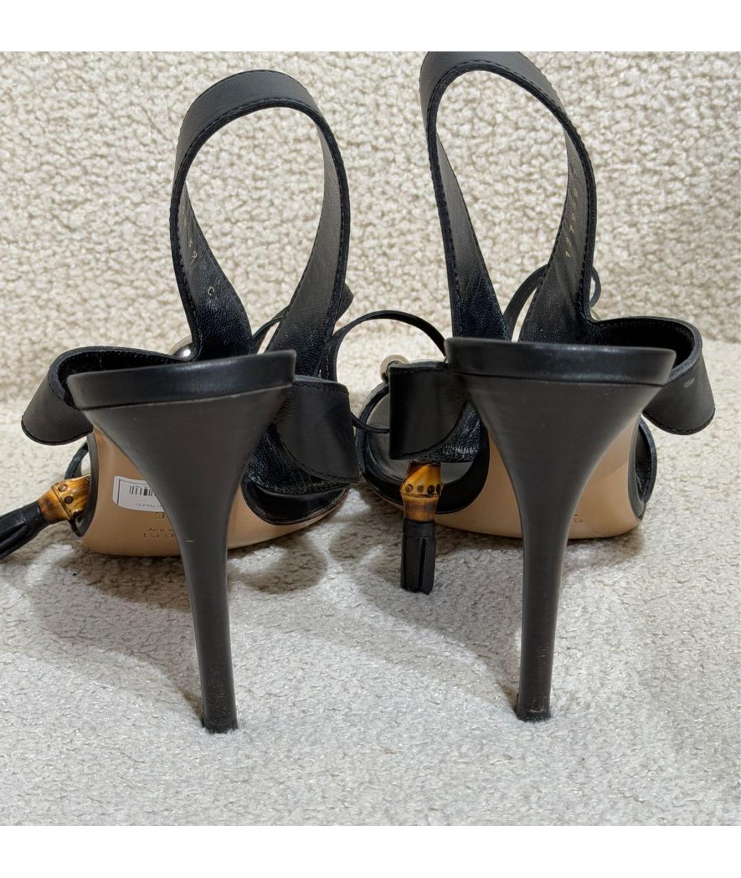 GUCCI Черные кожаные босоножки, фото 4