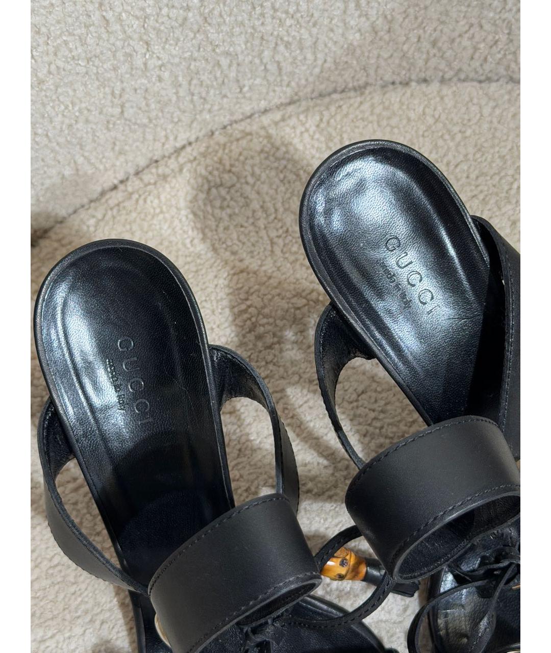 GUCCI Черные кожаные босоножки, фото 3
