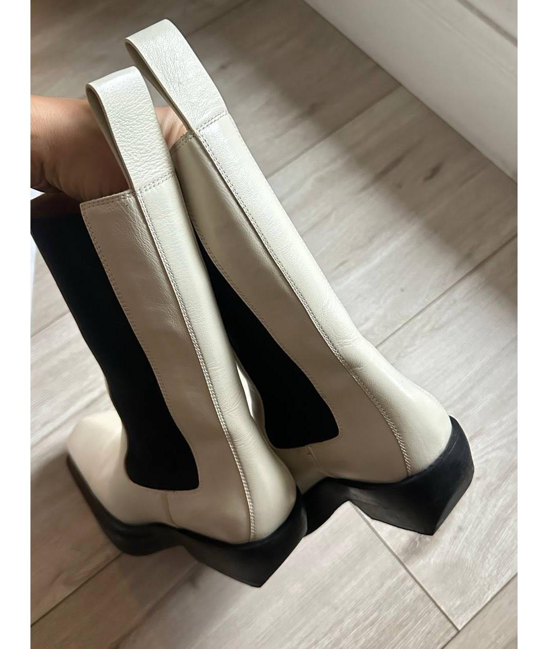 BOTTEGA VENETA Бежевые кожаные ботильоны, фото 4