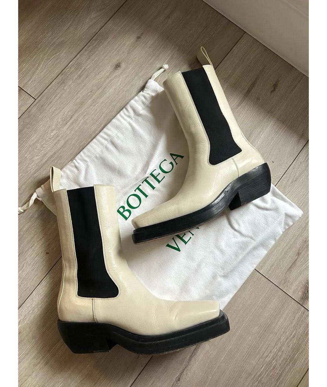BOTTEGA VENETA Бежевые кожаные ботильоны, фото 2