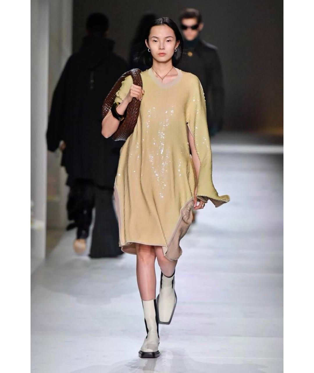 BOTTEGA VENETA Бежевые кожаные ботильоны, фото 6