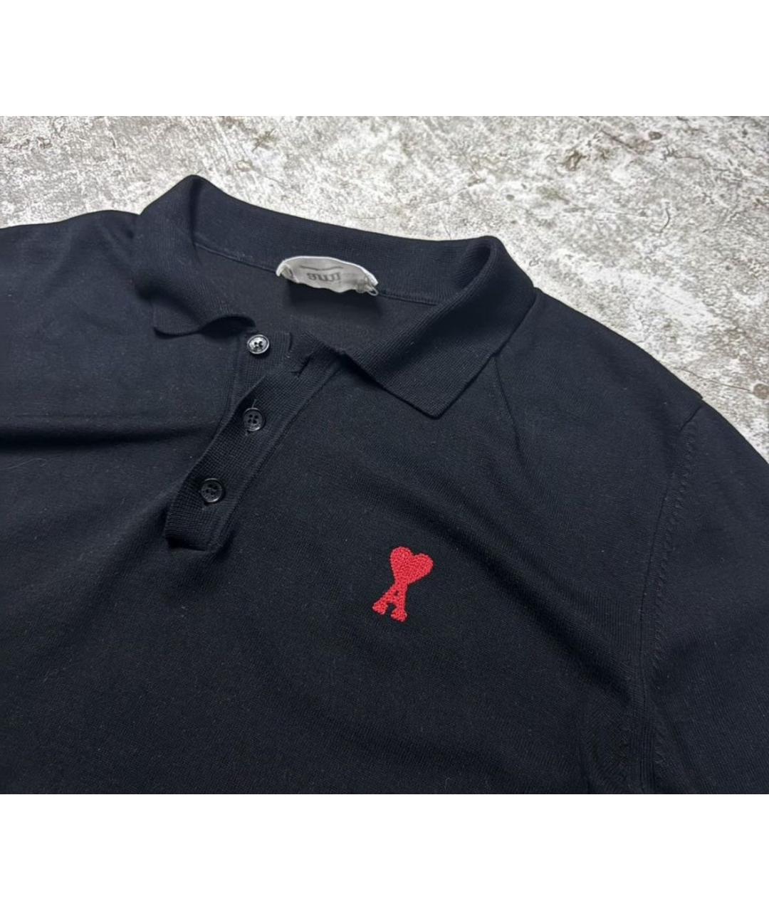 Ami Paris Черное поло с длинным рукавом, фото 2