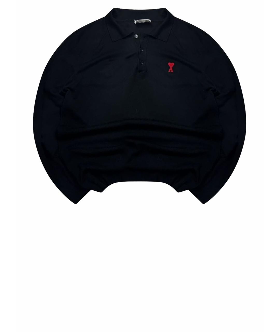 Ami Paris Черное поло с длинным рукавом, фото 1