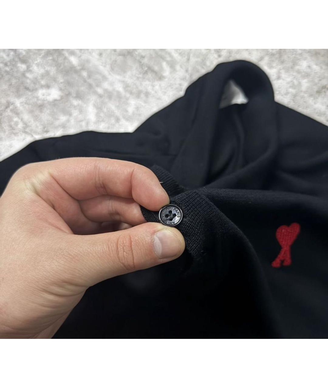 Ami Paris Черное поло с длинным рукавом, фото 3