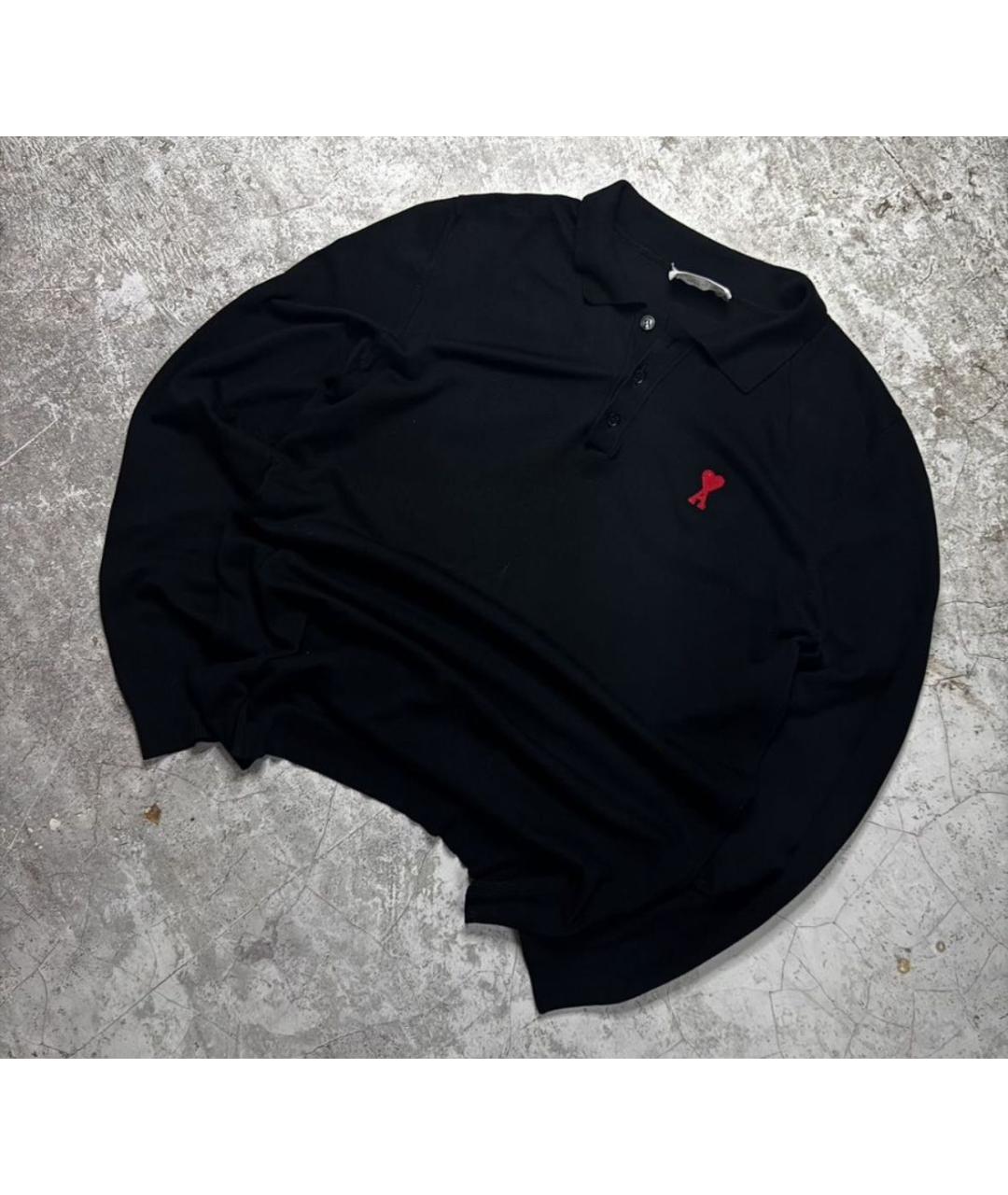 Ami Paris Черное поло с длинным рукавом, фото 8