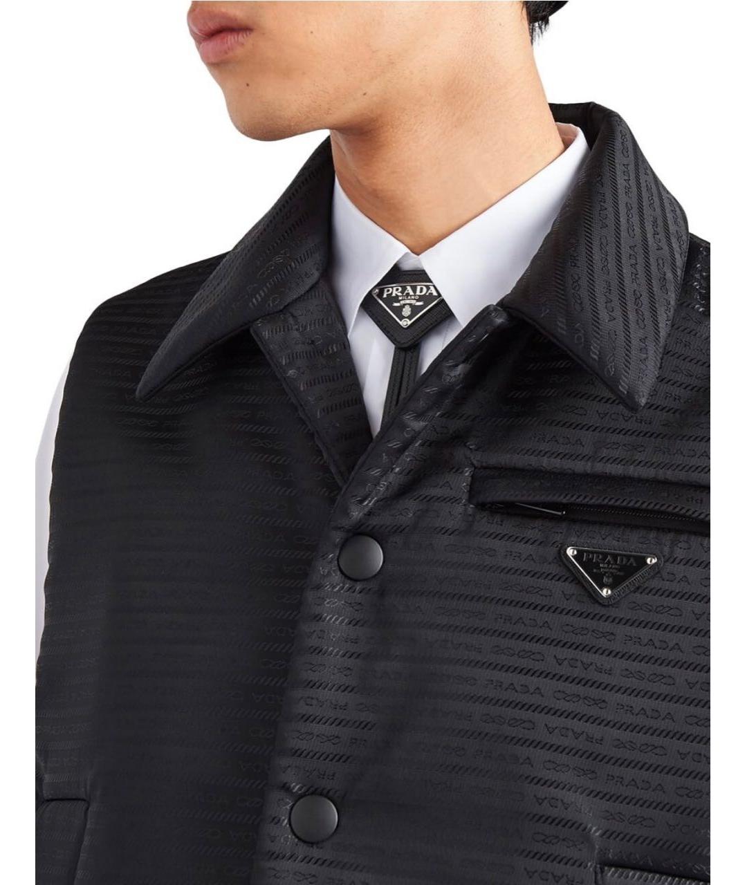 PRADA Черный кожаный галстук, фото 4