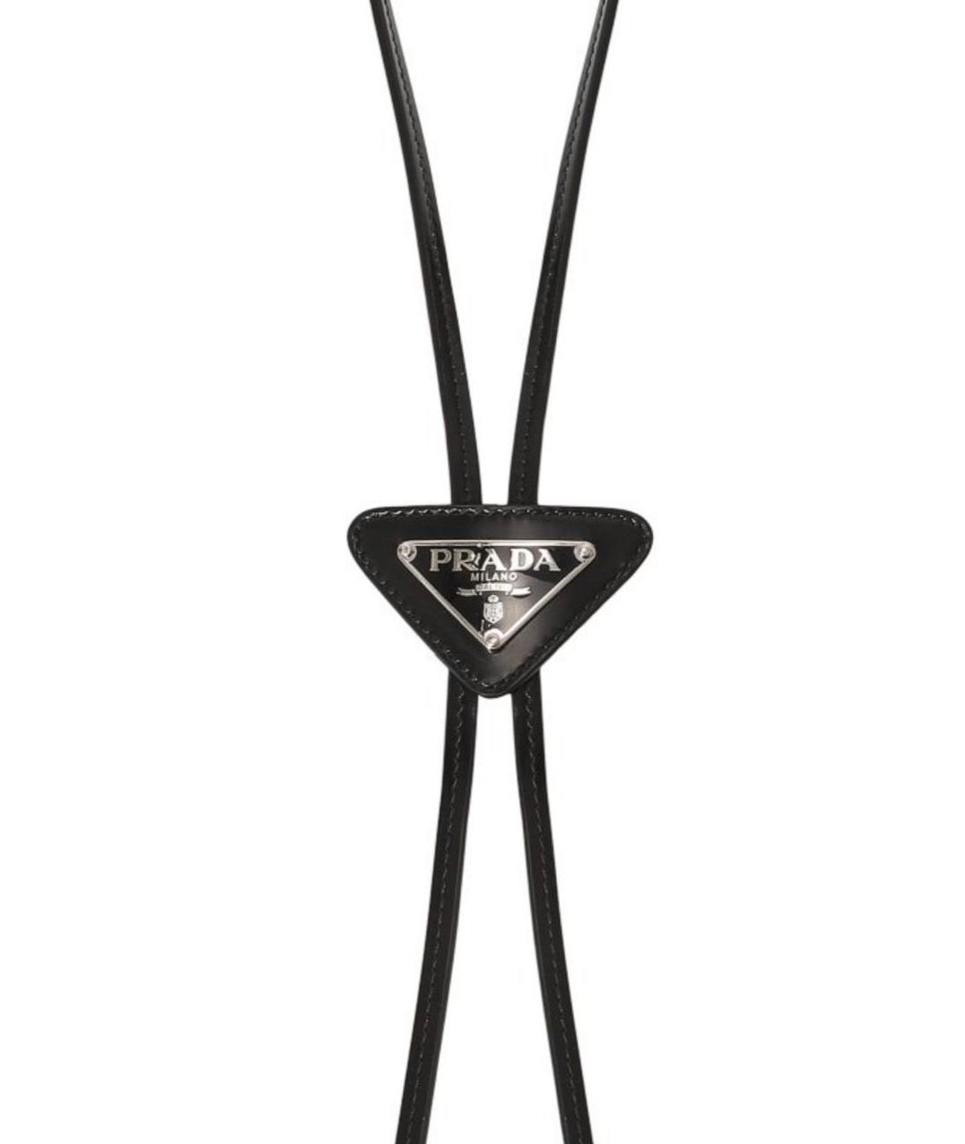 PRADA Черный кожаный галстук, фото 2