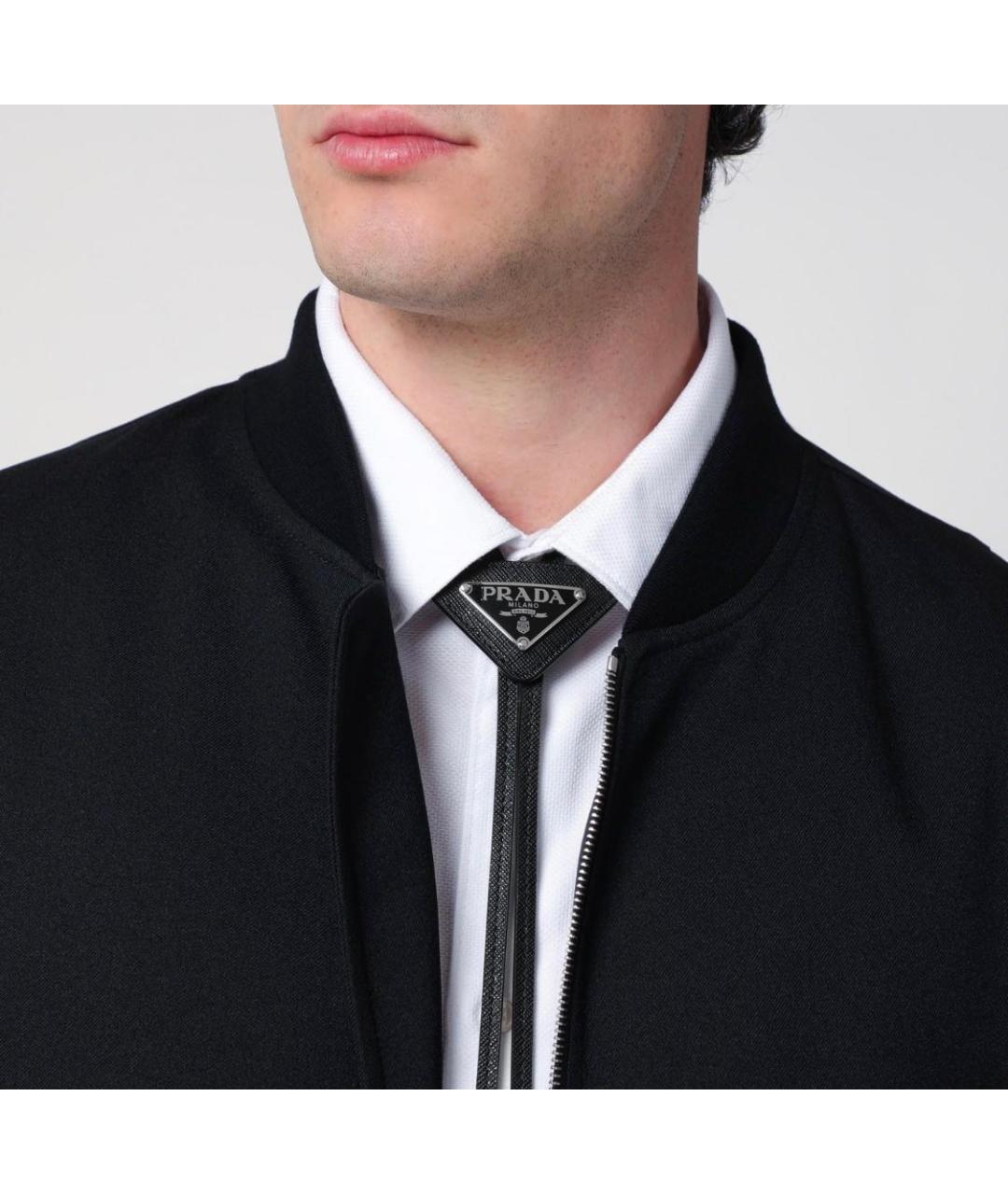 PRADA Черный кожаный галстук, фото 5