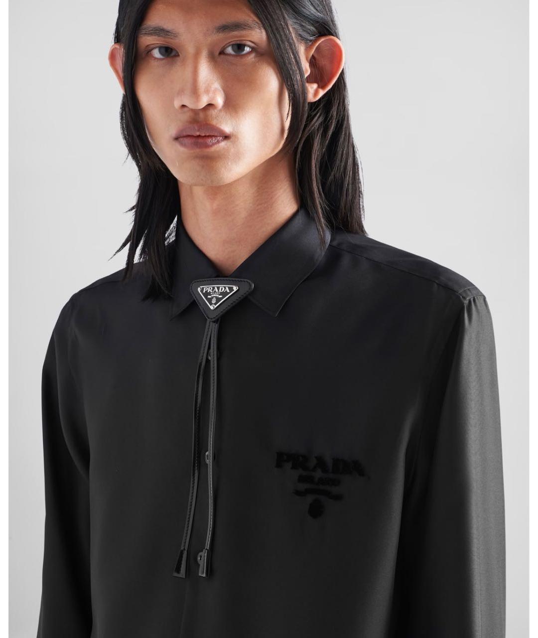 PRADA Черный кожаный галстук, фото 6