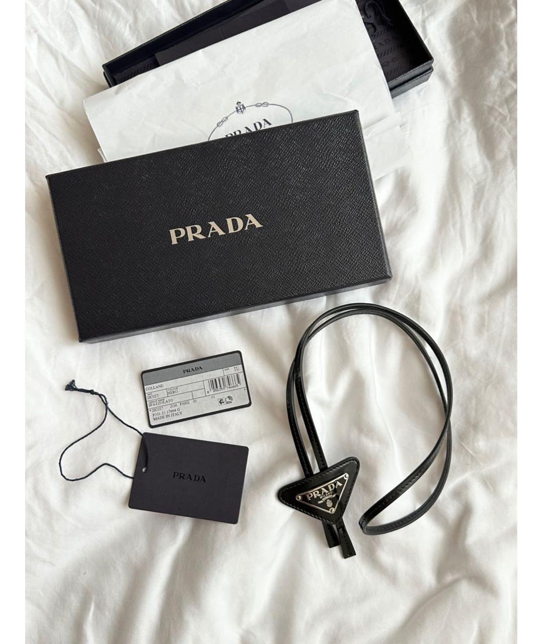 PRADA Черный кожаный галстук, фото 3