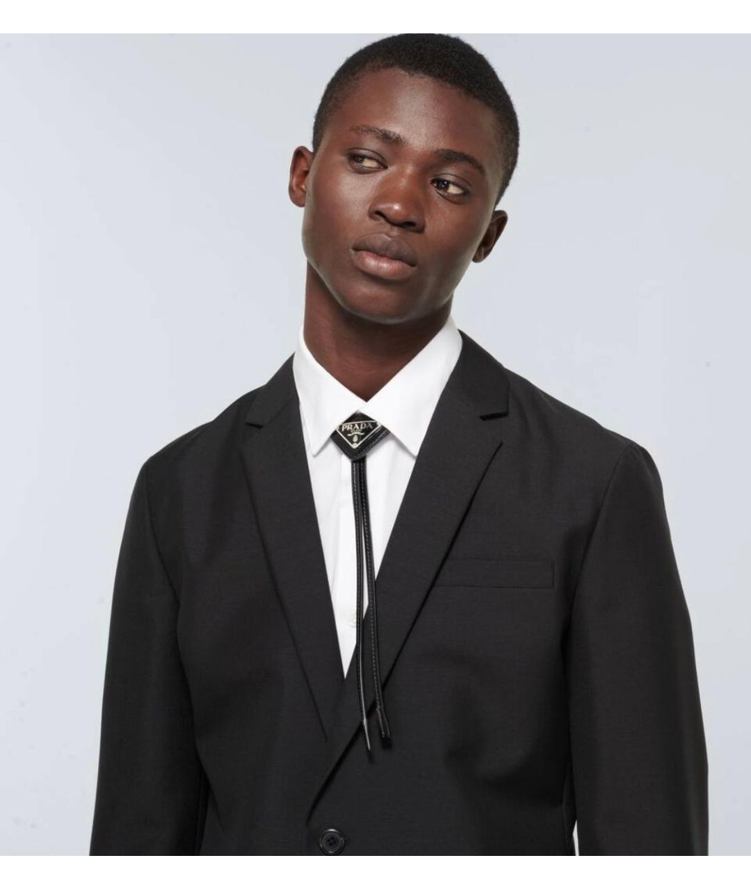 PRADA Черный кожаный галстук, фото 7