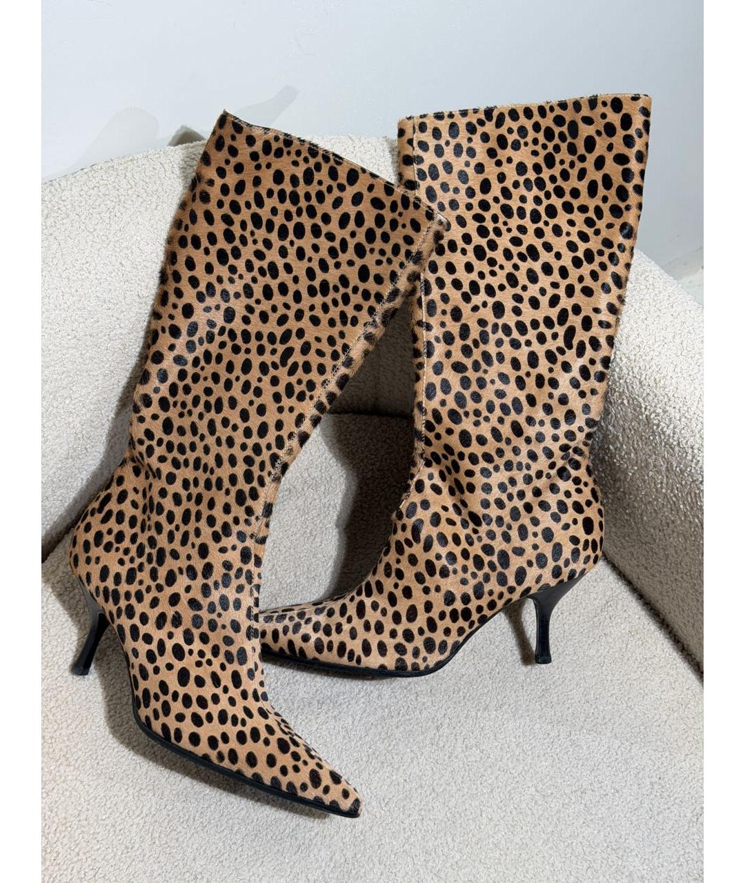 SERGIO ROSSI Бежевые кожаные сапоги, фото 2